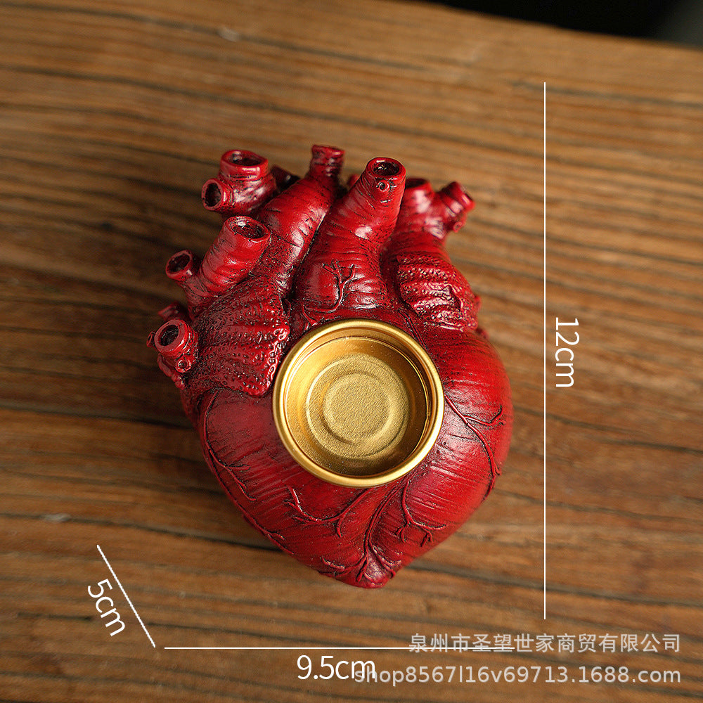 跨境大心脏花插家庭装饰花瓶摆件桌面树脂工艺品Heart resin vase