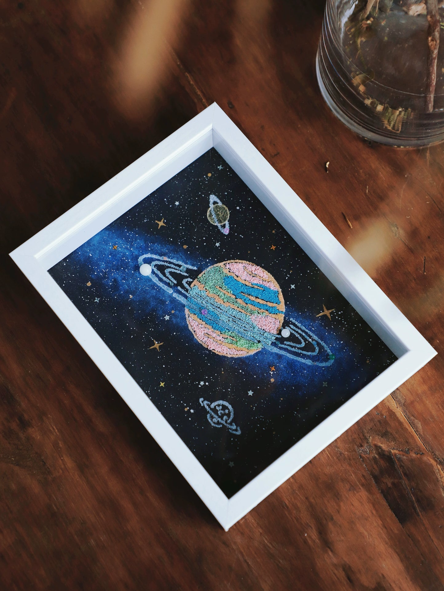 夜光小行星.宇宙星球画.生日礼物手工dly.桌面摆件漩涡宇宙立体画