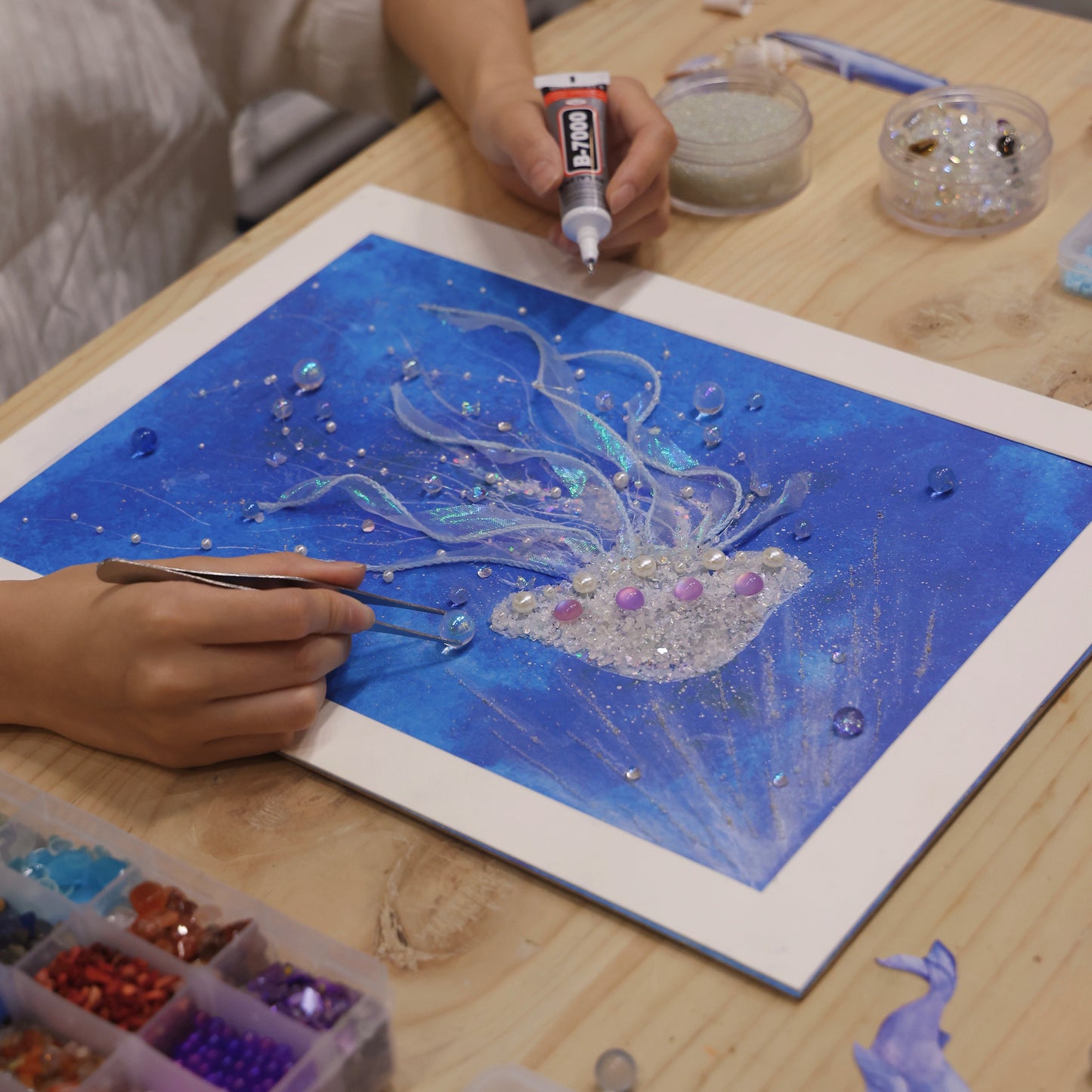 梵陶FT深海水母手工diy材料包原创礼物唯美水母装饰画生日礼物
