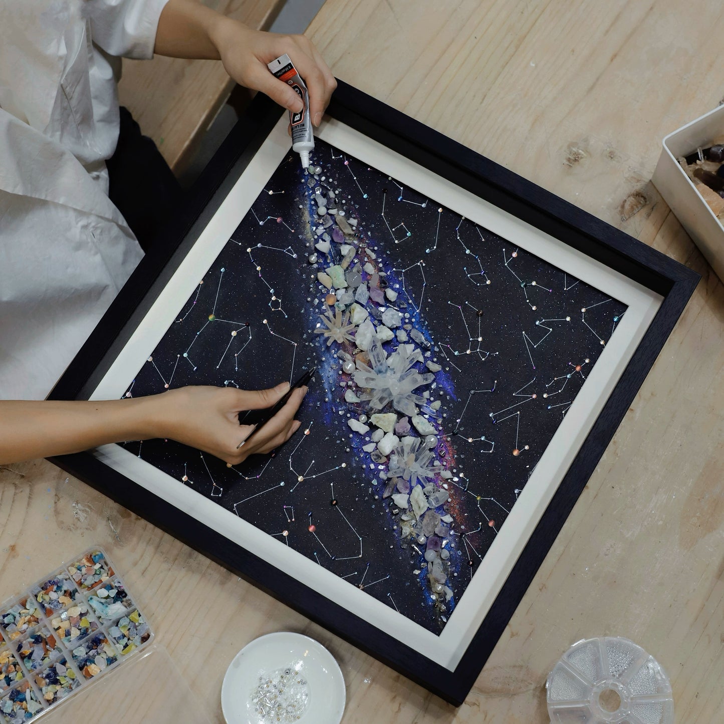 白色银河|玻璃相框|银河星球画水晶能量画客厅背景男朋友礼物