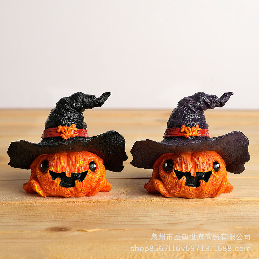 Cross-border new product Halloween ghost witch pumpkin resin creative small ornament micro-landscape desktop atmosphere ornament