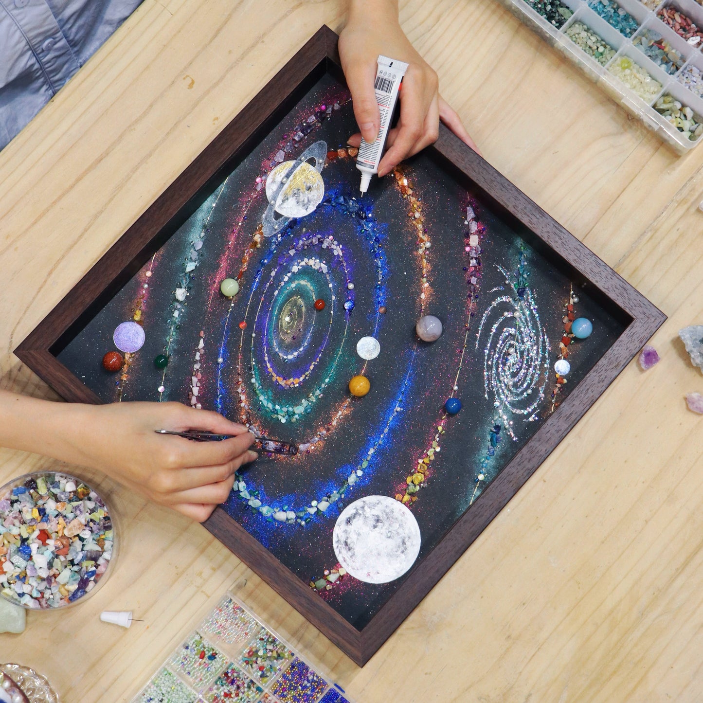八大行星太阳系DIY手工材料包玻璃相框小众礼物推荐家居软装挂画