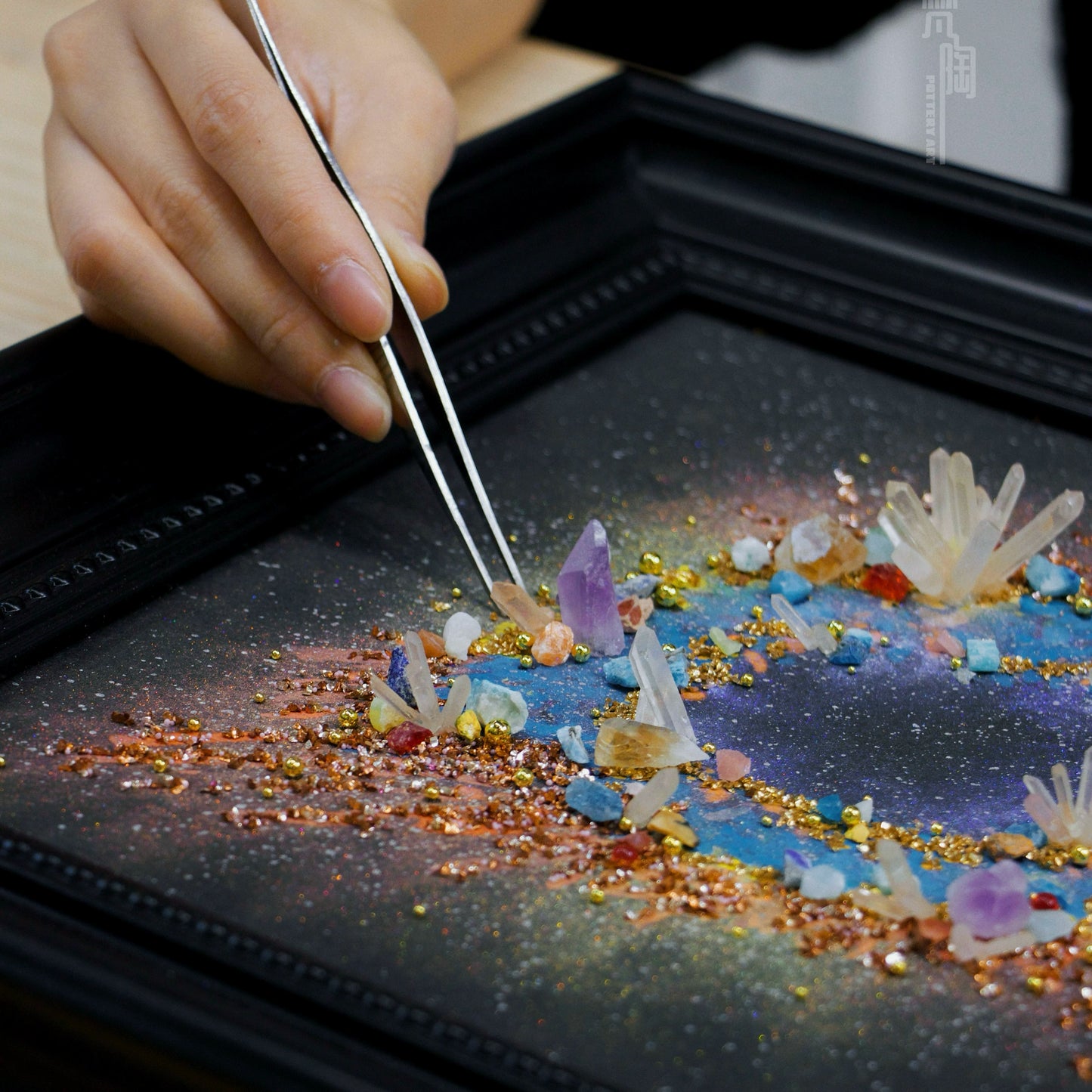 银河系星系装饰画客厅玄关挂画家居摆件礼物推荐石水晶肌理画创意