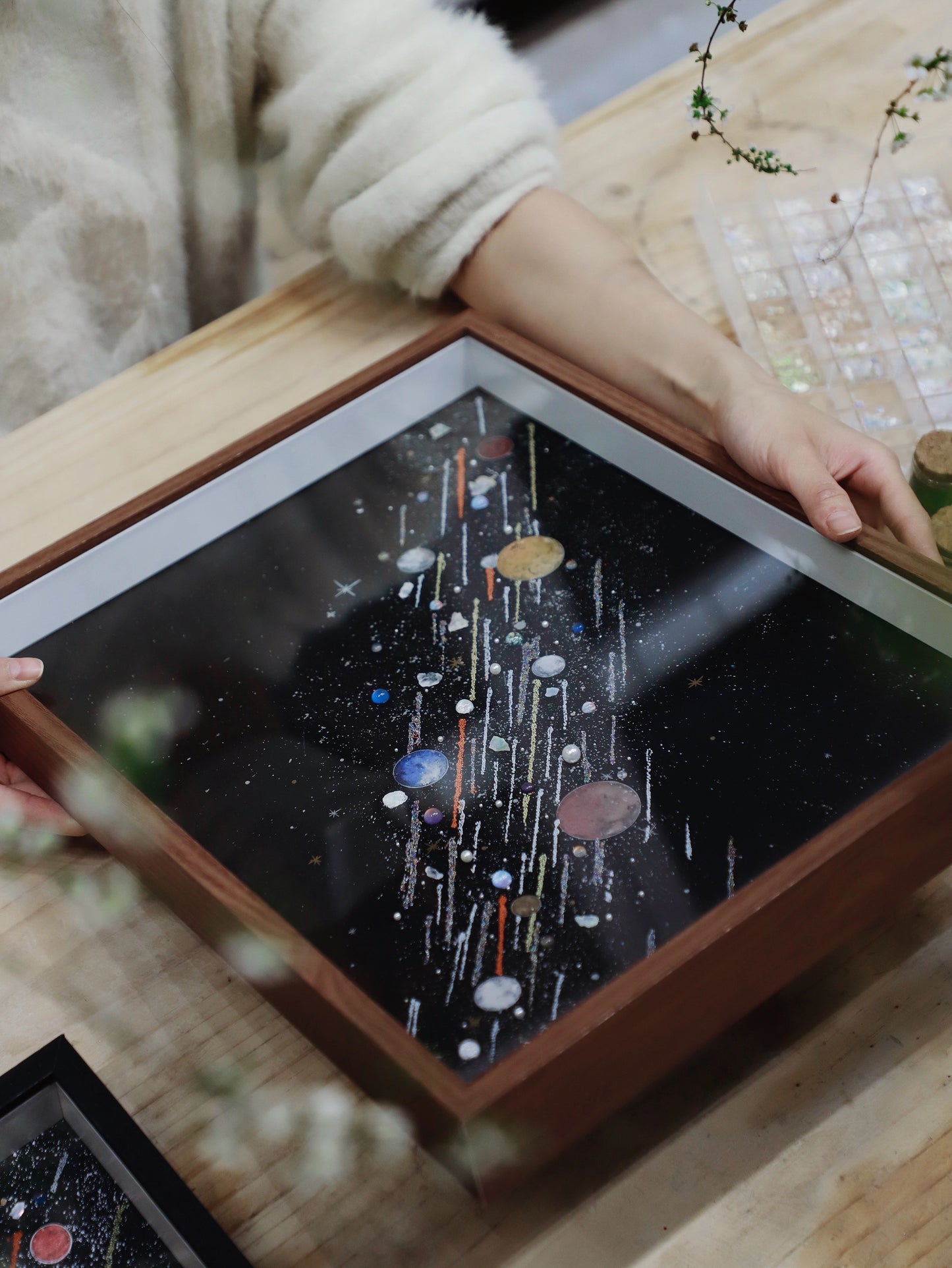 梵陶FT.流星雨矿石标本画.手工diy材料包.礼物推荐.宇宙标本画.画