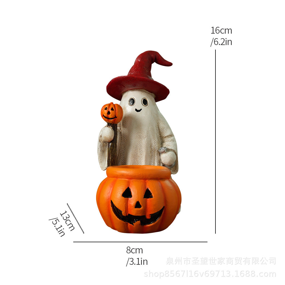 万圣节跨境幽灵南瓜烛台创意家居场景布置道具摆件骷髅派对装饰品