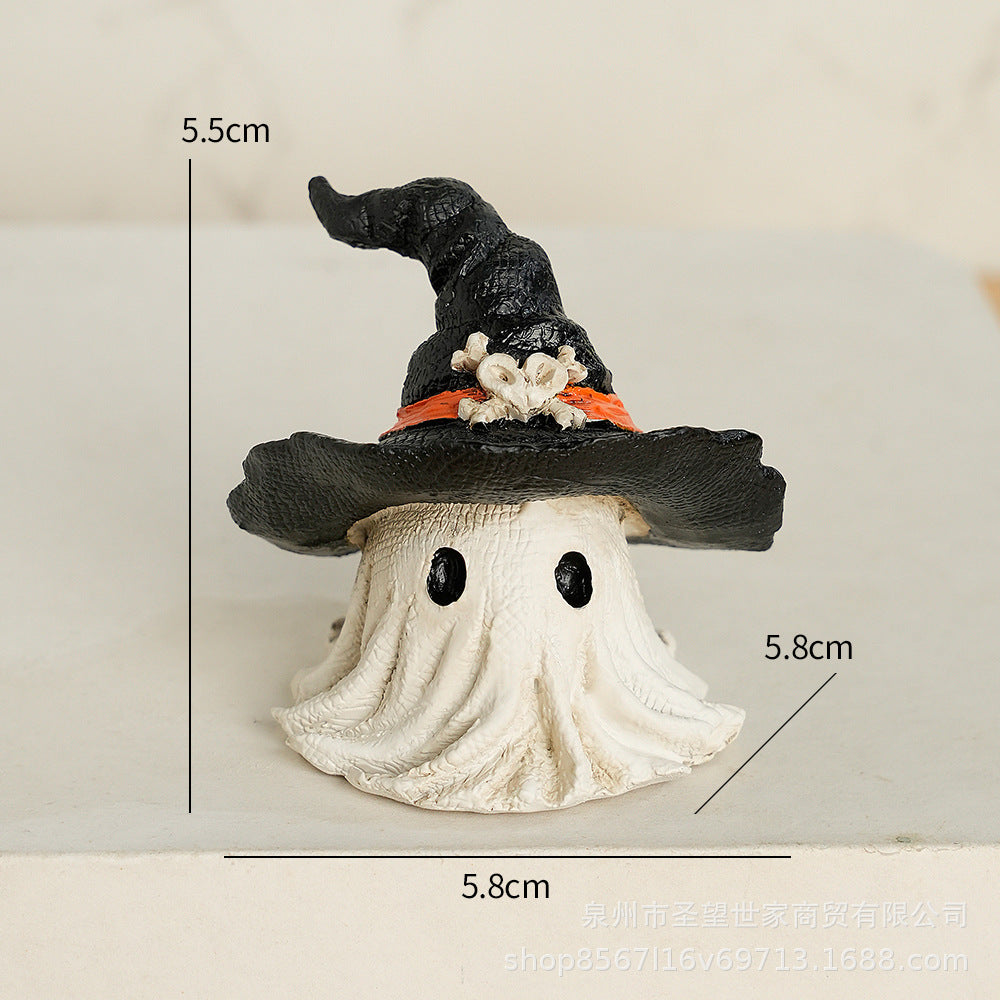 Cross-border new hot-selling Halloween horror hat little ghost creative resin handicraft gift garden ornament