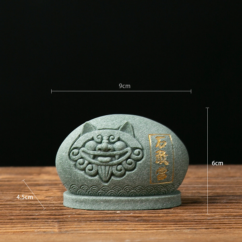 泰山描金石敢当旅游纪念品镇宅保平安中国风办公摆件商务乔迁礼物