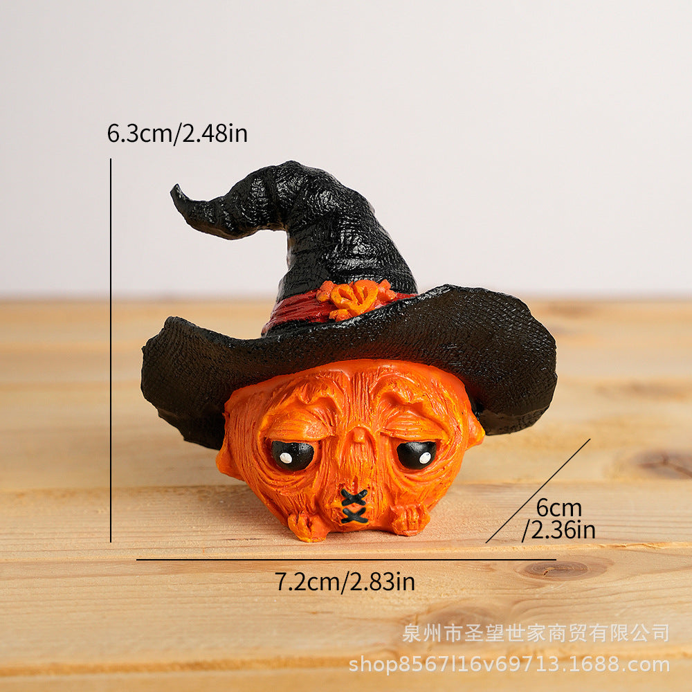 Cross-border new hot-selling Halloween horror hat little ghost creative resin handicraft gift garden ornament