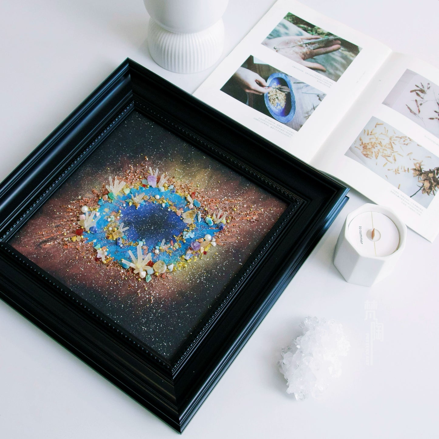 银河系星系装饰画客厅玄关挂画家居摆件礼物推荐石水晶肌理画创意