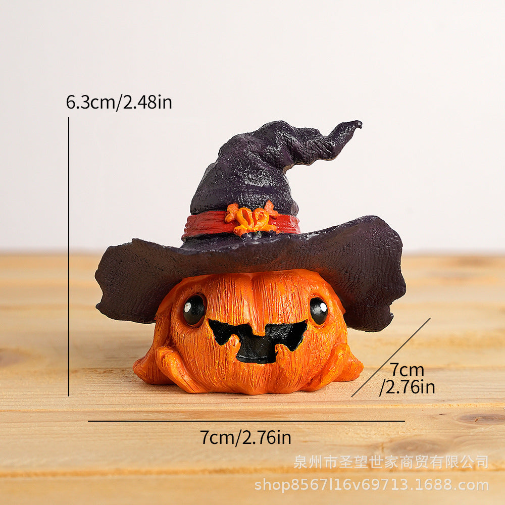 Cross-border new hot-selling Halloween horror hat little ghost creative resin handicraft gift garden ornament
