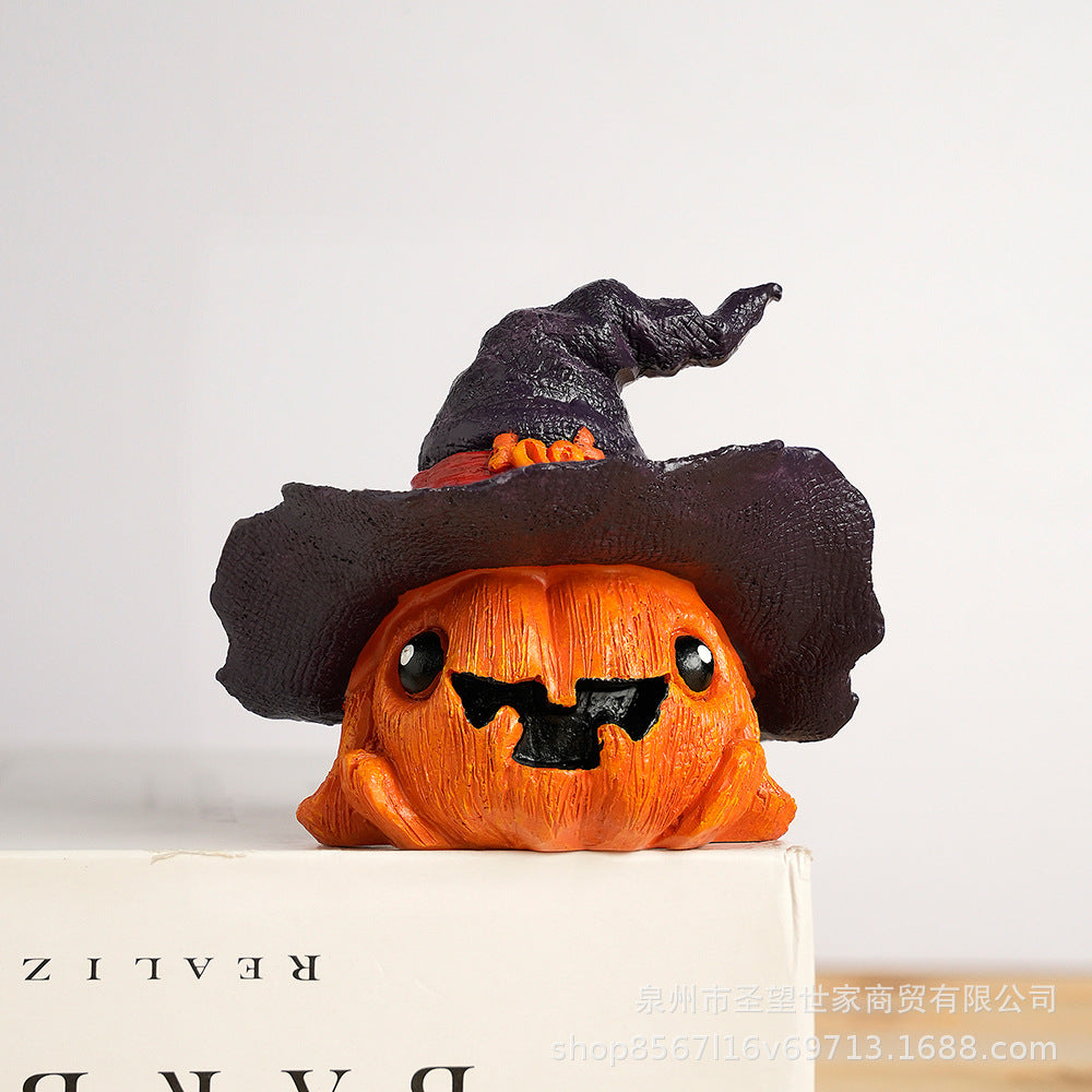 Cross-border new product Halloween ghost witch pumpkin resin creative small ornament micro-landscape desktop atmosphere ornament