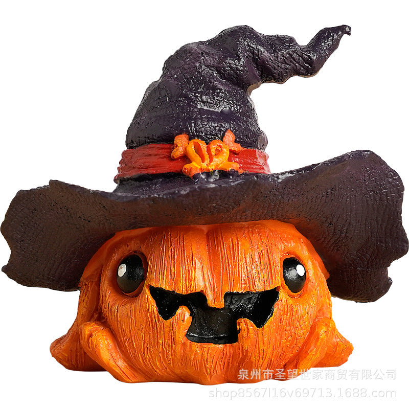 Cross-border new product Halloween ghost witch pumpkin resin creative small ornament micro-landscape desktop atmosphere ornament