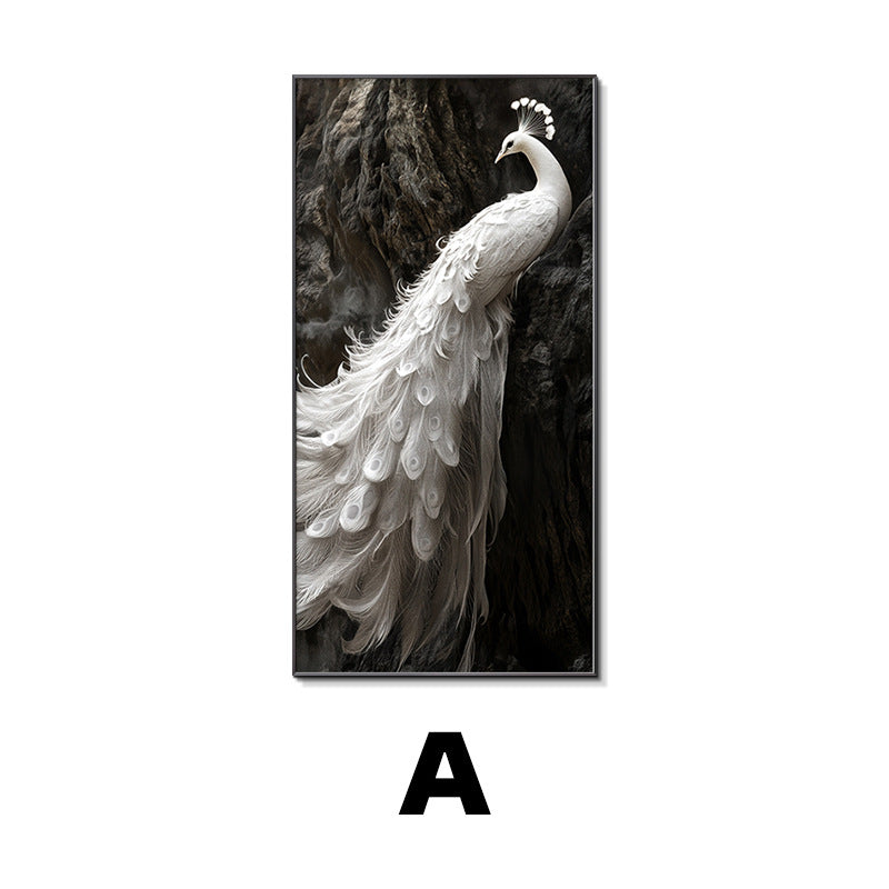 Peacock entrance decorative painting light luxury high sense relief three-dimensional hanging painting corridor aisle mural