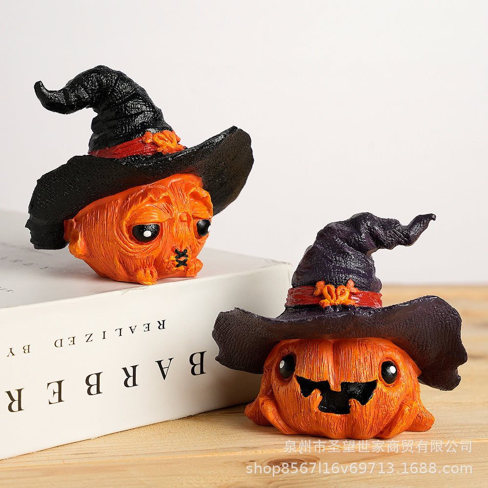 Cross-border new product Halloween ghost witch pumpkin resin creative small ornament micro-landscape desktop atmosphere ornament