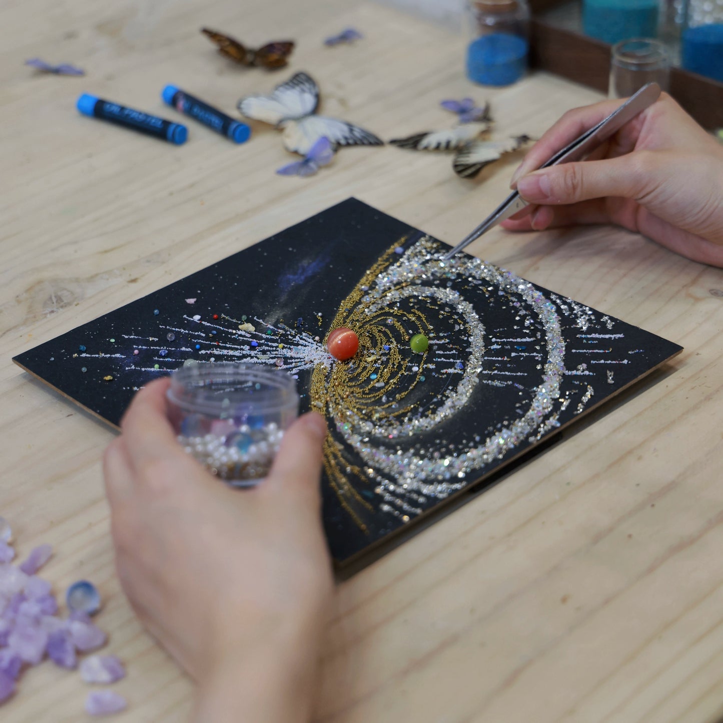 宇宙装饰画宇宙星空装饰画矿石装饰画太阳系装饰画diy手工礼物女