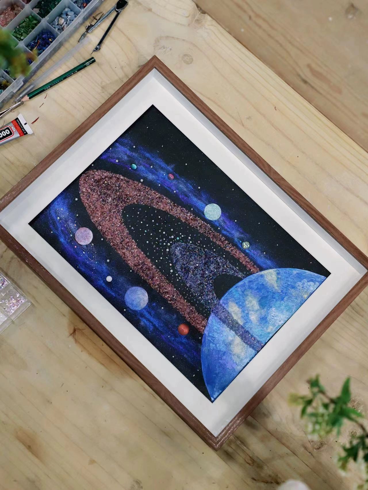 梵陶ft 宇宙标本DIY 相框装饰画 八大行星太阳系 家居挂画 星球画