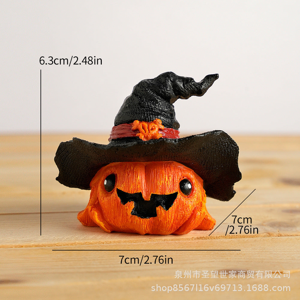 Cross-border new hot-selling Halloween horror hat little ghost creative resin handicraft gift garden ornament