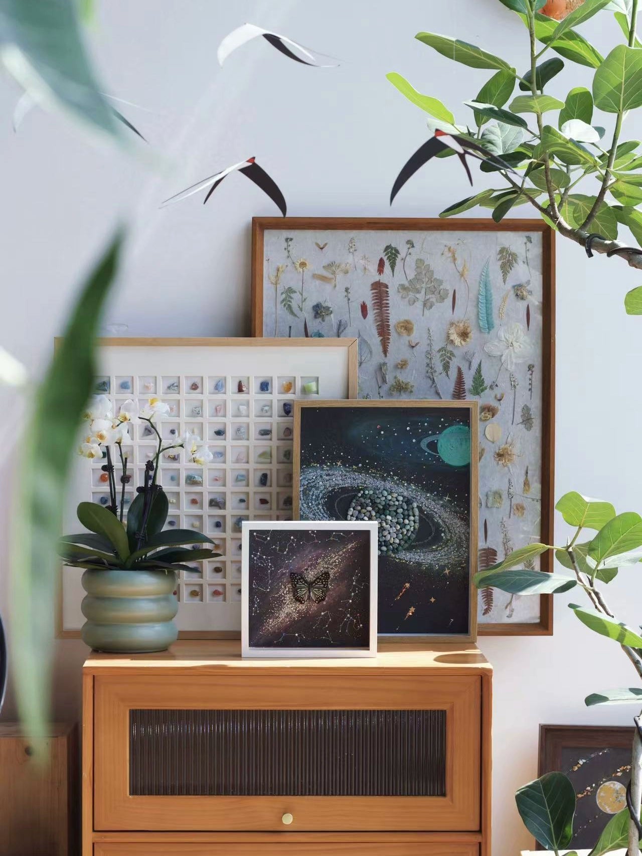 DIY矿石星球画装饰画成品星空蝴蝶摆台装饰画手工制作礼物送女友