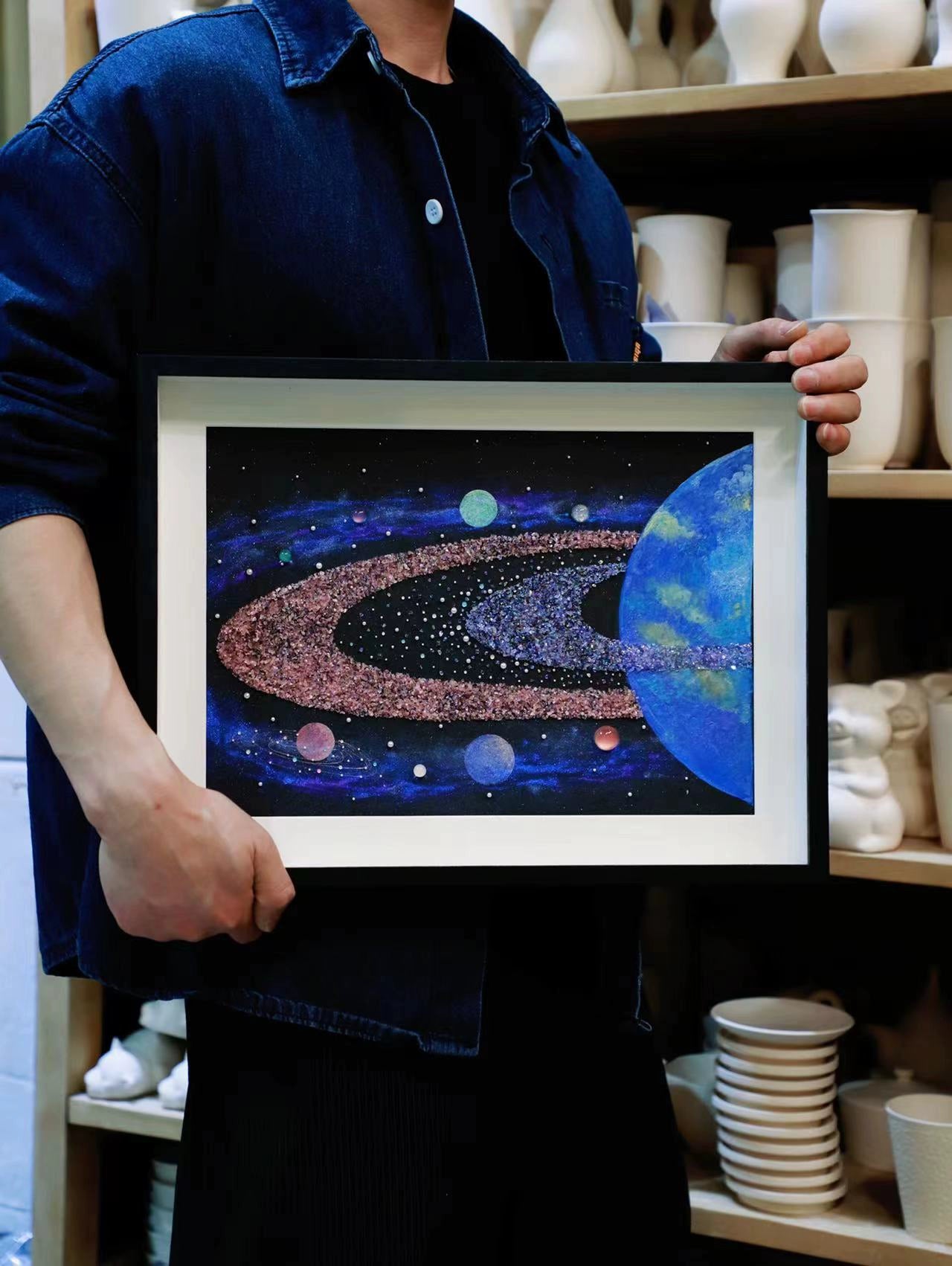 梵陶ft 宇宙标本DIY 相框装饰画 八大行星太阳系 家居挂画 星球画