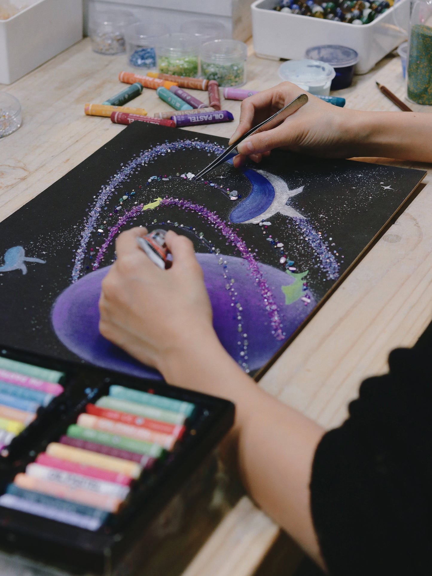 宇宙紫色星球diy手工材料包|创意礼物|家居软装挂画防尘玻璃罩