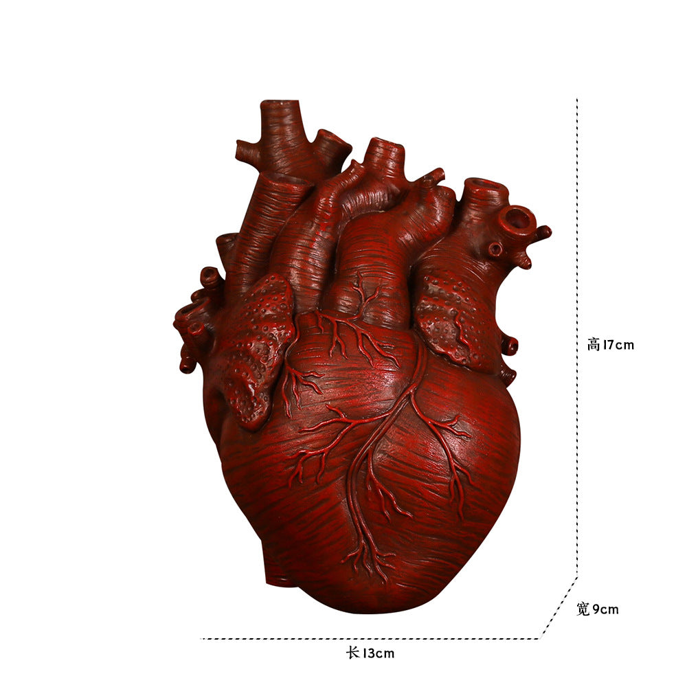 跨境大心脏花插家庭装饰花瓶摆件桌面树脂工艺品Heart resin vase