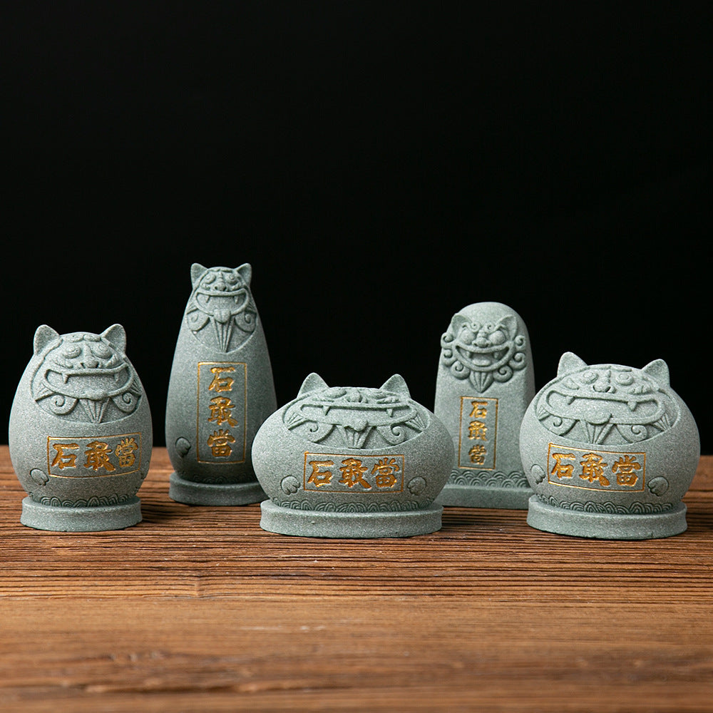 泰山描金石敢当旅游纪念品镇宅保平安中国风办公摆件商务乔迁礼物