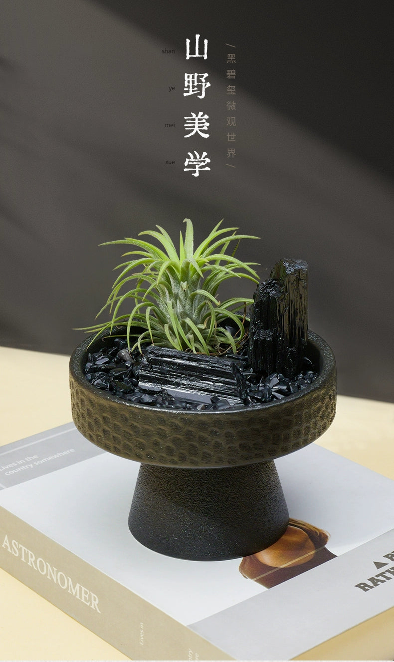 天然水晶原石黑曜石碧玺扩香石家用室内桌面装饰香氛空气凤梨摆件