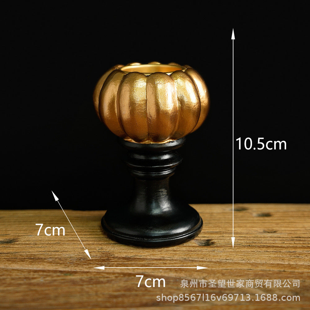 跨境新品南瓜烛台万圣节装饰用品道具摆件氛围感香薰复古鬼节派对