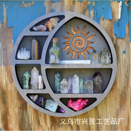 Cross-border Cat in the Moon Crystal Wooden Shelf Wooden Crystal Shelf Decorative Shelf