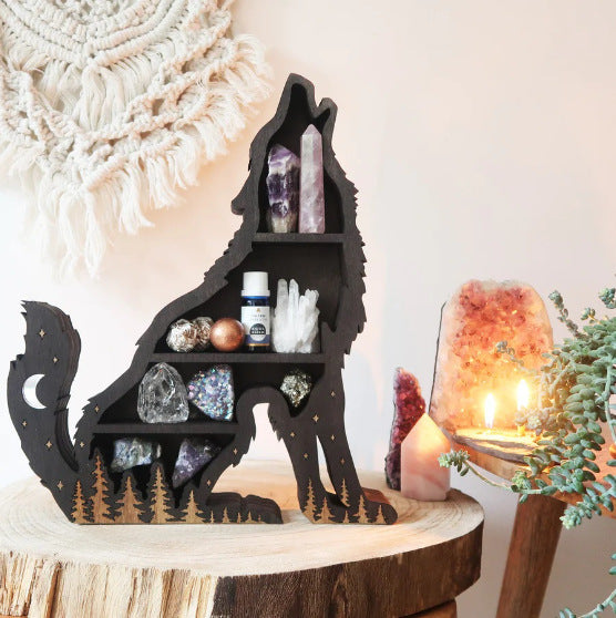 Cross-border Cat in the Moon Crystal Wooden Shelf Wooden Crystal Shelf Decorative Shelf