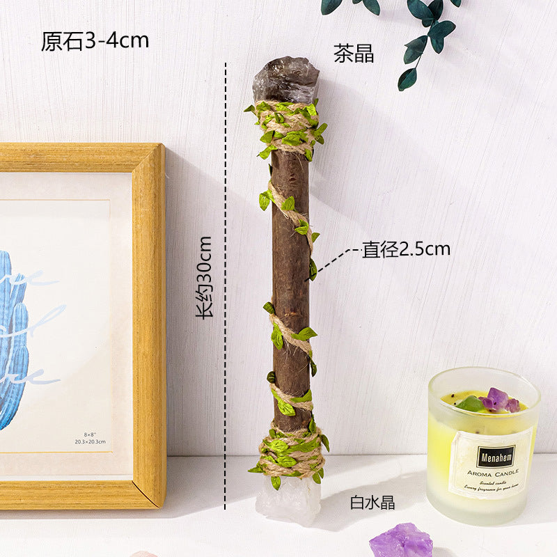 Cross-border natural crystal magic scepter handmade log crystal handicraft witch scepter crystal gift decoration