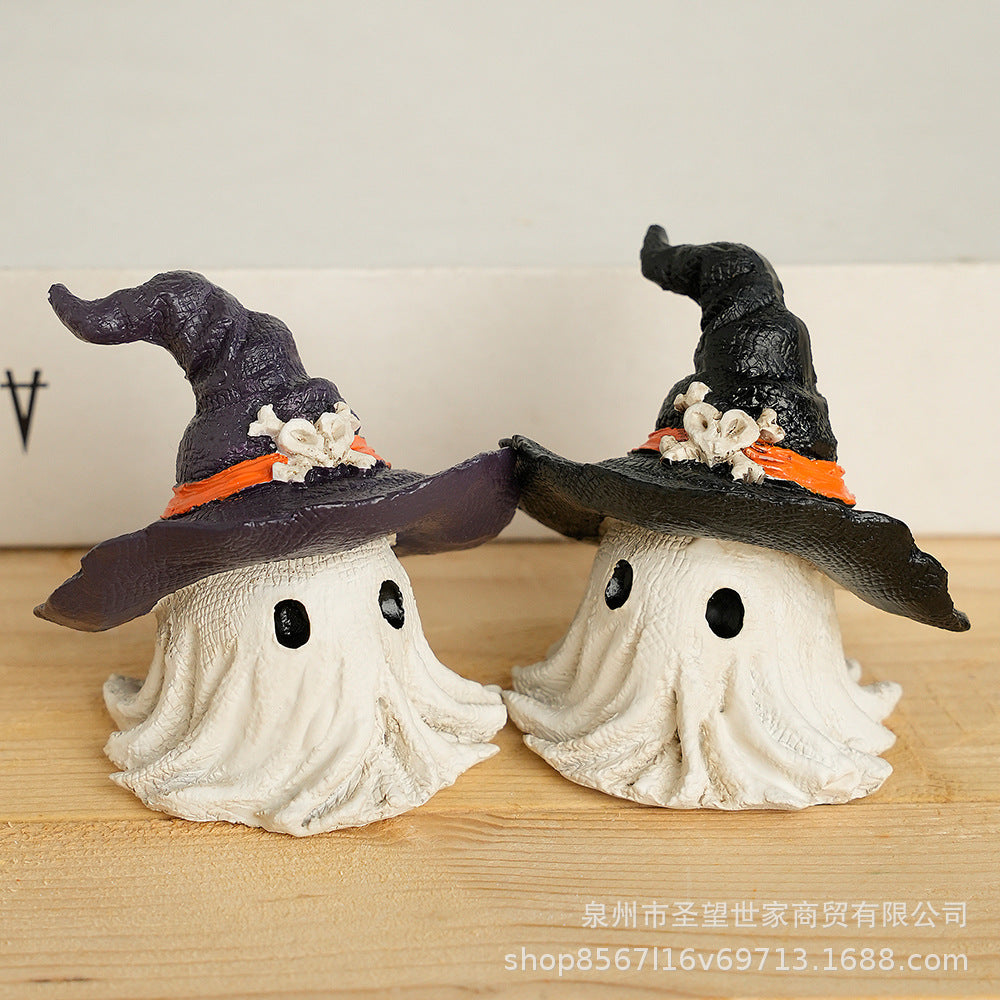 Cross-border new hot-selling Halloween horror hat little ghost creative resin handicraft gift garden ornament