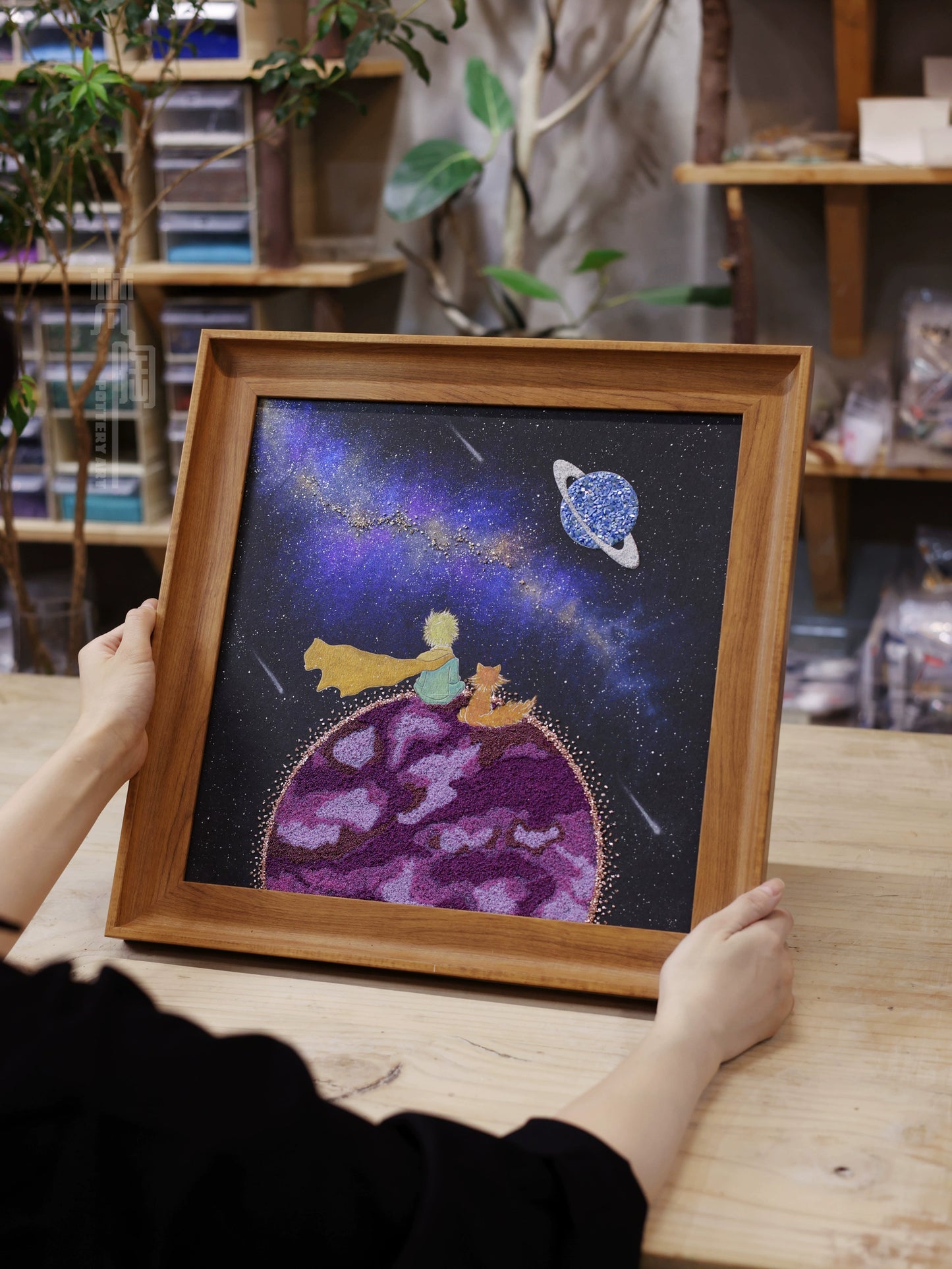 小王子和狐狸|快乐星球小王子装饰画中古原木相框diy材料包礼物