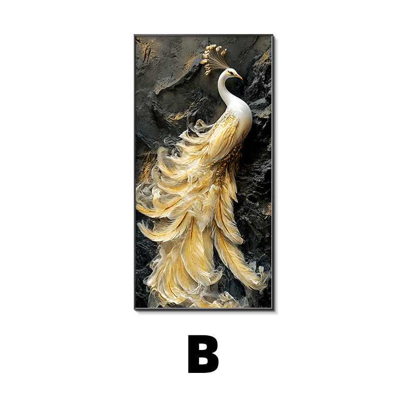 Peacock entrance decorative painting light luxury high sense relief three-dimensional hanging painting corridor aisle mural