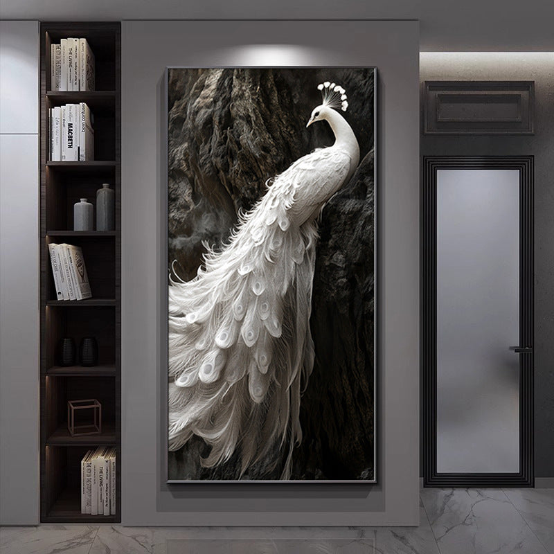 Peacock entrance decorative painting light luxury high sense relief three-dimensional hanging painting corridor aisle mural