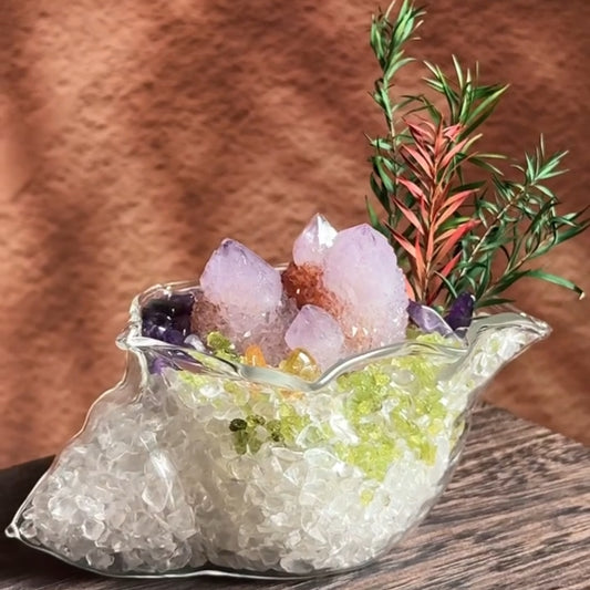 Crystal potted desktop ornaments, office space and home Feng Shui ornaments