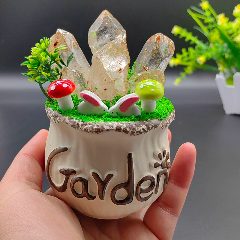 东海水晶室内仿真小盆栽绿植办公室桌面摆件懒人造景花盆好发货