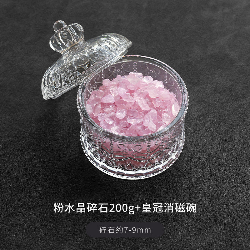 水晶消磁碗御守盐净化玻璃碗白水晶消磁碎石扩香石容器首饰收纳盒