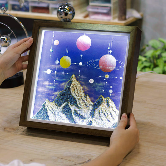 发光相框氛围灯床头灯三色变光LED灯带相框水晶画日照金山雪山画