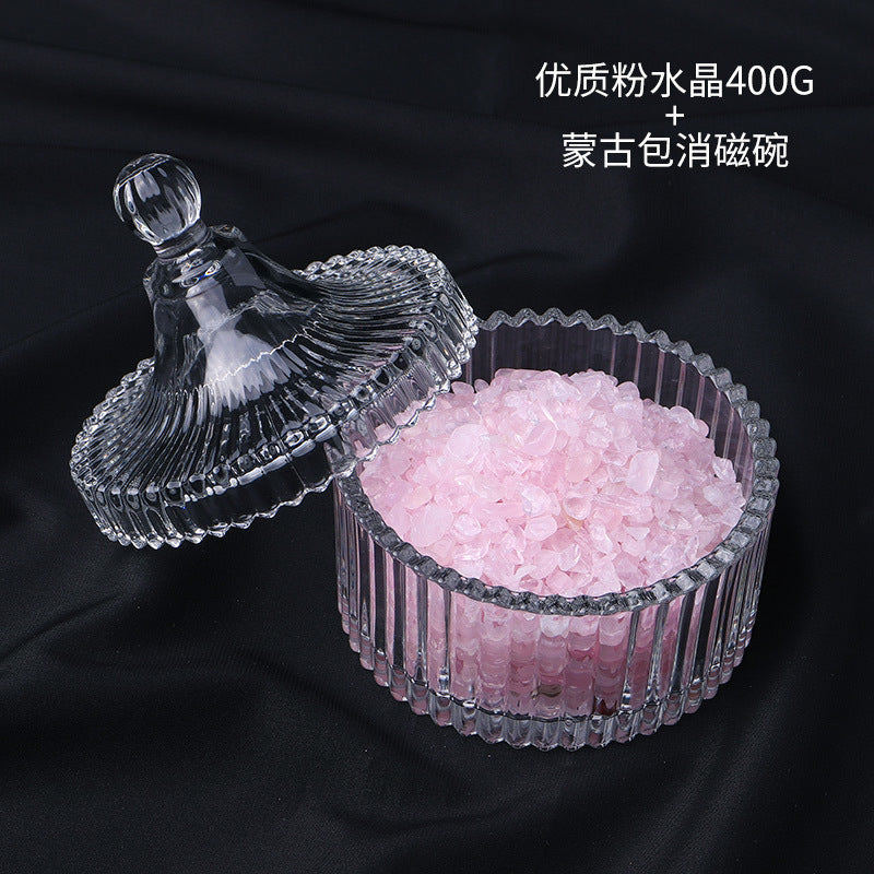 水晶消磁碗御守盐净化玻璃碗白水晶消磁碎石扩香石容器首饰收纳盒