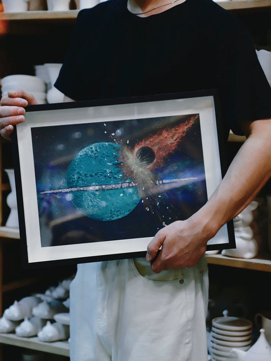石英沙肌理标本星球画【DIY材料包.成品二选一】