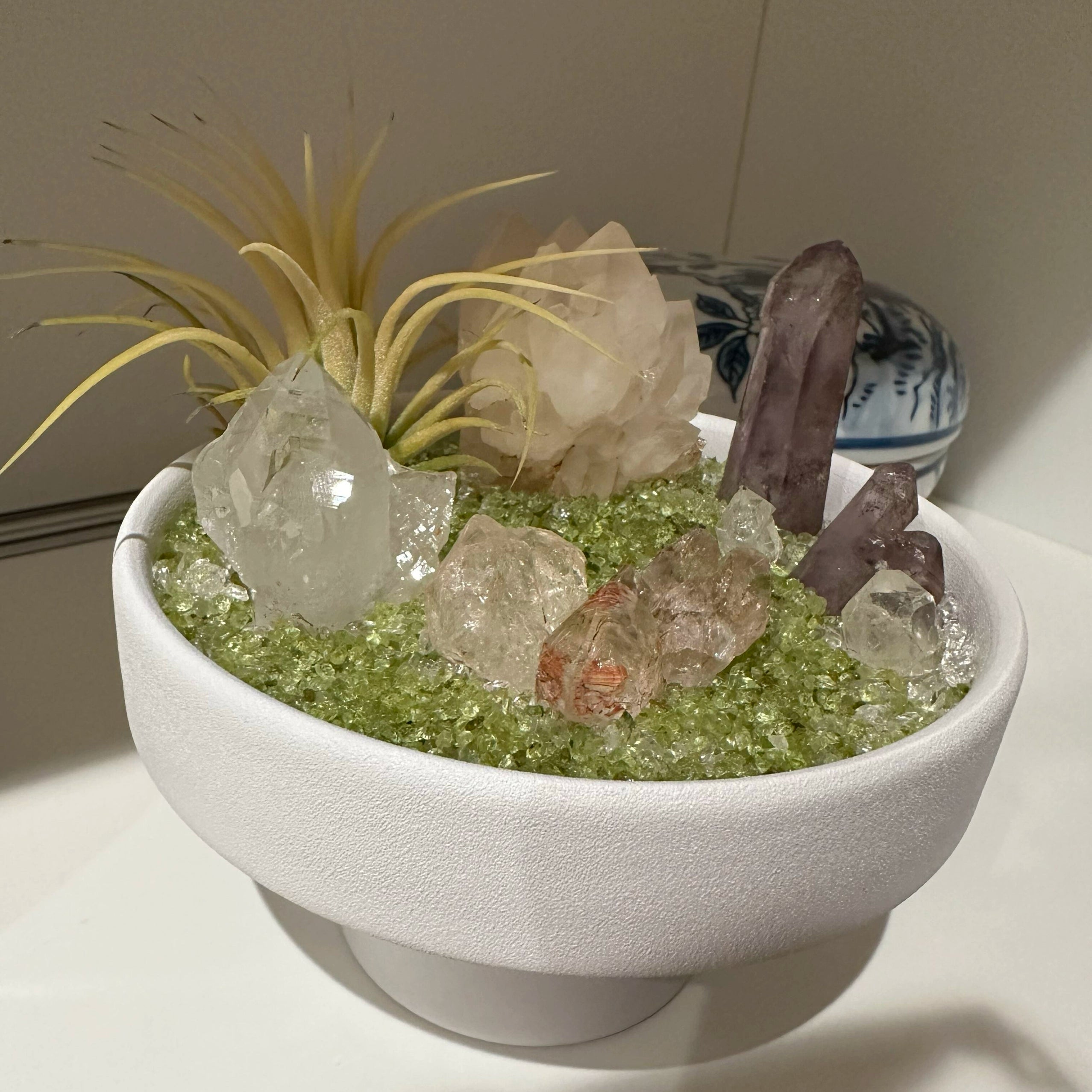 天然水晶原石造景盘微景观装饰摆件水晶球底座手链养护底盘收纳