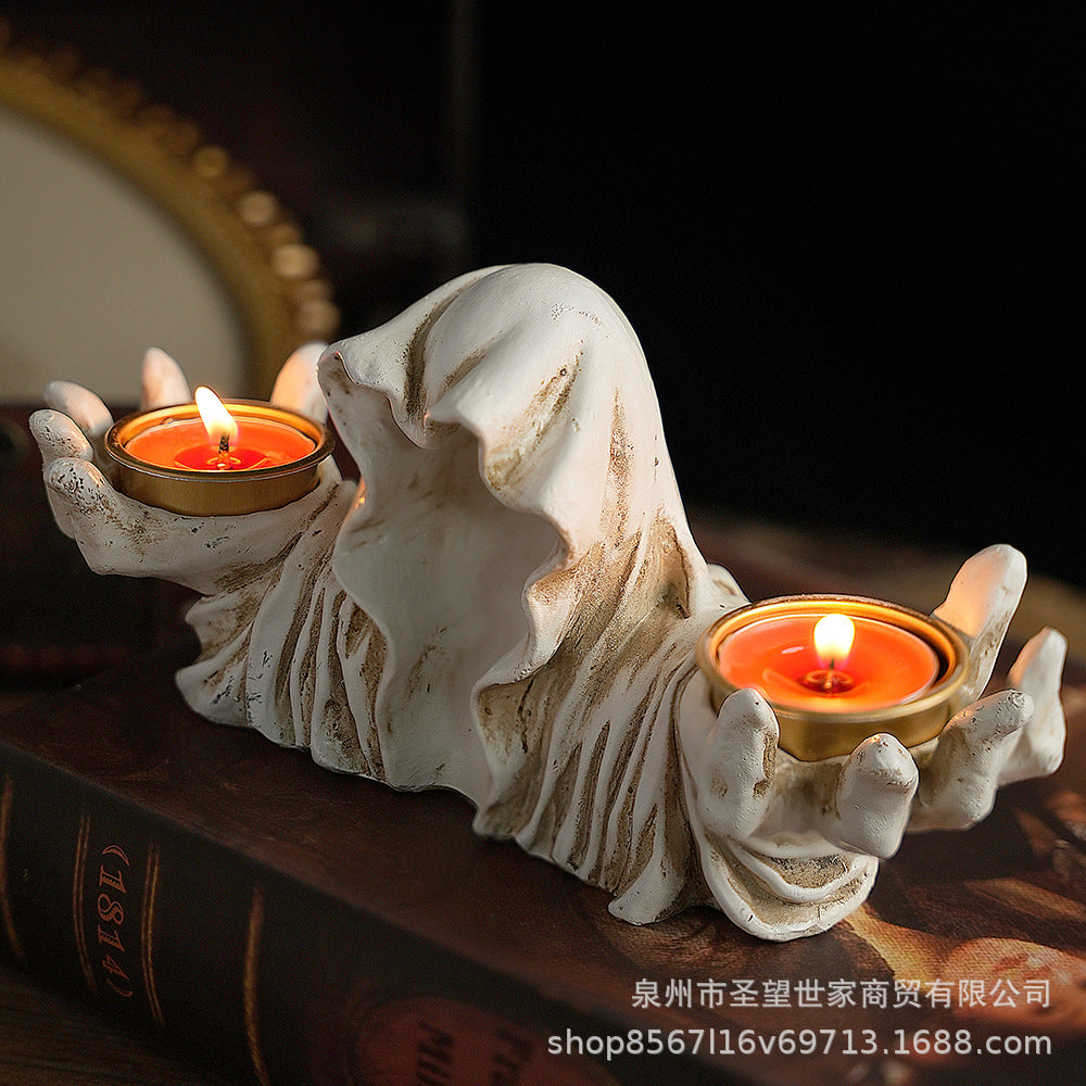 欧式黑色幽灵巫师香薰蜡烛摆件艺术品复古烛台创意万圣节鬼节装饰