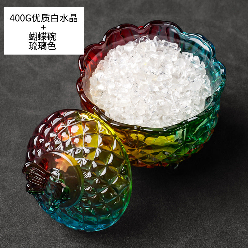 水晶消磁碗御守盐净化玻璃碗白水晶消磁碎石扩香石容器首饰收纳盒