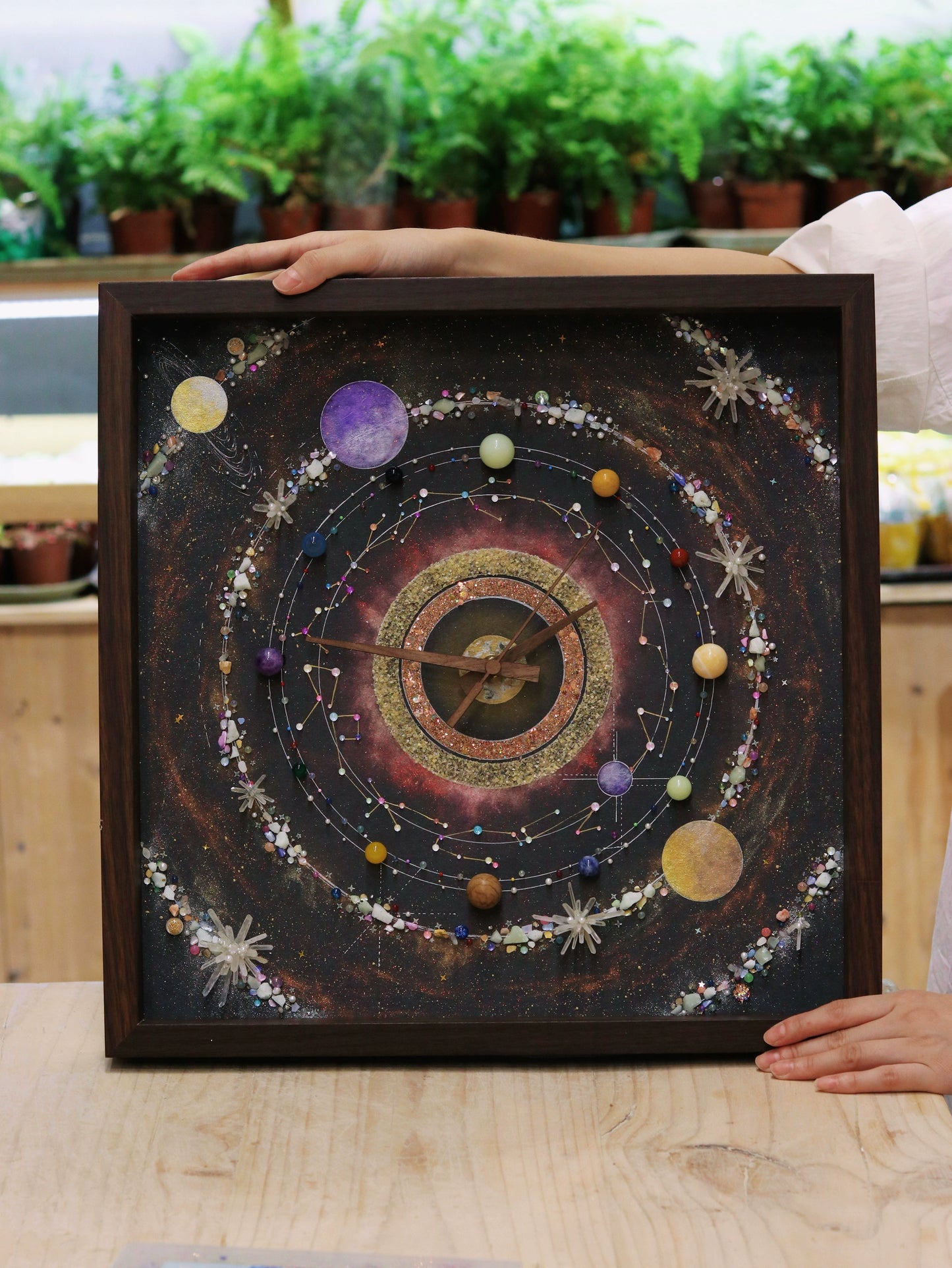 夜光款时间宇宙钟表创意礼物摆件航天科技馆艺术品宇宙太空装饰画