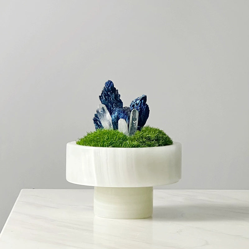永生苔藓微景观新中式天然玉石盆景售楼处桌面装饰品创意绿植摆件
