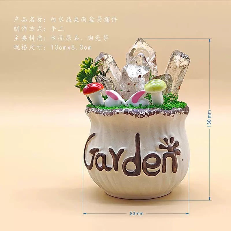 东海水晶室内仿真小盆栽绿植办公室桌面摆件懒人造景花盆好发货