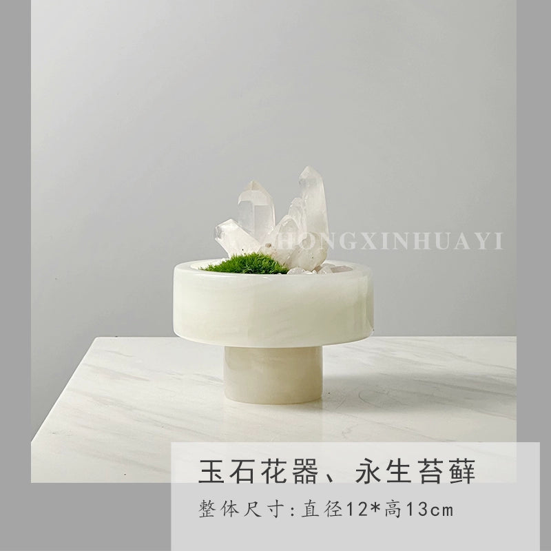永生苔藓微景观新中式天然玉石盆景售楼处桌面装饰品创意绿植摆件