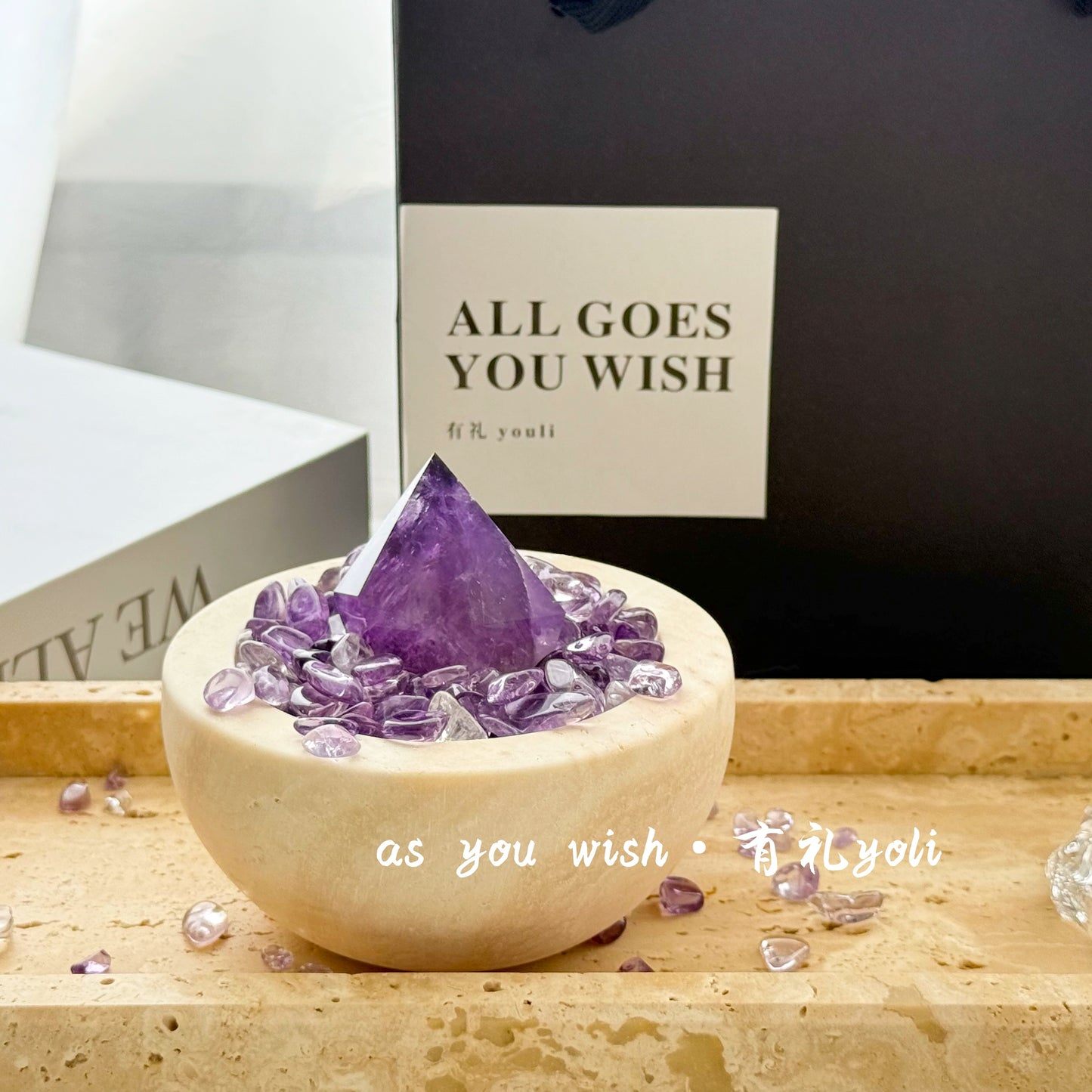 天然紫水晶摆件聚宝盆水晶能量消磁碗办公桌面家居礼物九紫离火