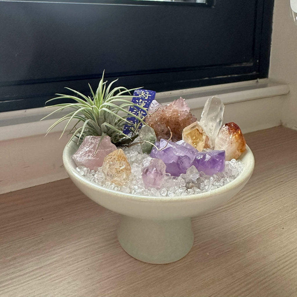 天然水晶原石造景盘微景观装饰摆件水晶球底座手链养护底盘收纳
